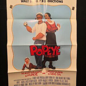 1980 Popeye One Sheet Movie Poster Robin Williams Shelley Duvall Walt Disney